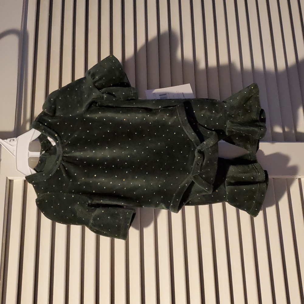 NWT Rachel Zoe Baby Dark Green Polka Dot Soft Corduroy Set, Size 0/3 Mos.